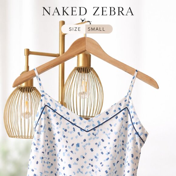 Naked Zebra Tops - Naked Zebra Blue & White Print Cami • Size Small